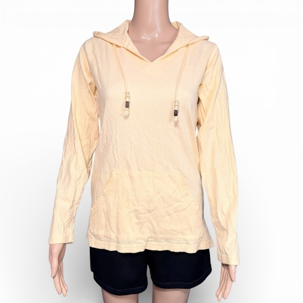 Artisans Womens Hooded Shirt Top Pullover Long Sleeve Lightweight Yellow XL NWT